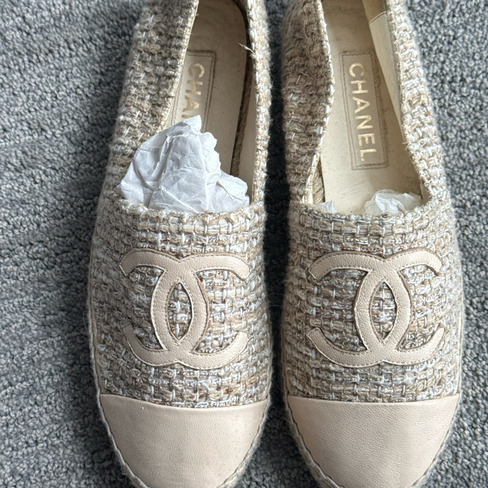 Chanel Beige Espadrille Flats